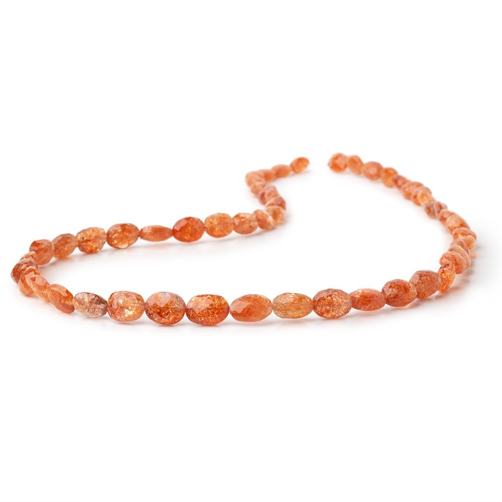 6x4 - 8.5x6mm Sunstone Faceted Oval Beads 16 inch 53 pieces AAA - Beadsofcambay.com