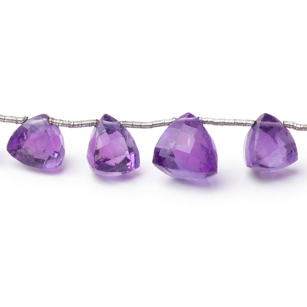 7 - 10mm Amethyst Faceted Trillion Beads 6.5 inch 15 pieces - Beadsofcambay.com