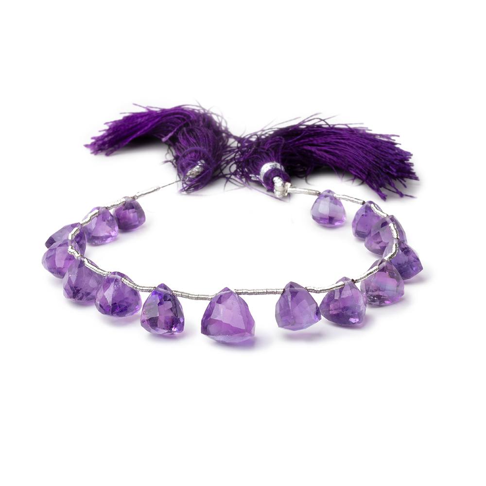 7 - 10mm Amethyst Faceted Trillion Beads 6.5 inch 15 pieces - Beadsofcambay.com