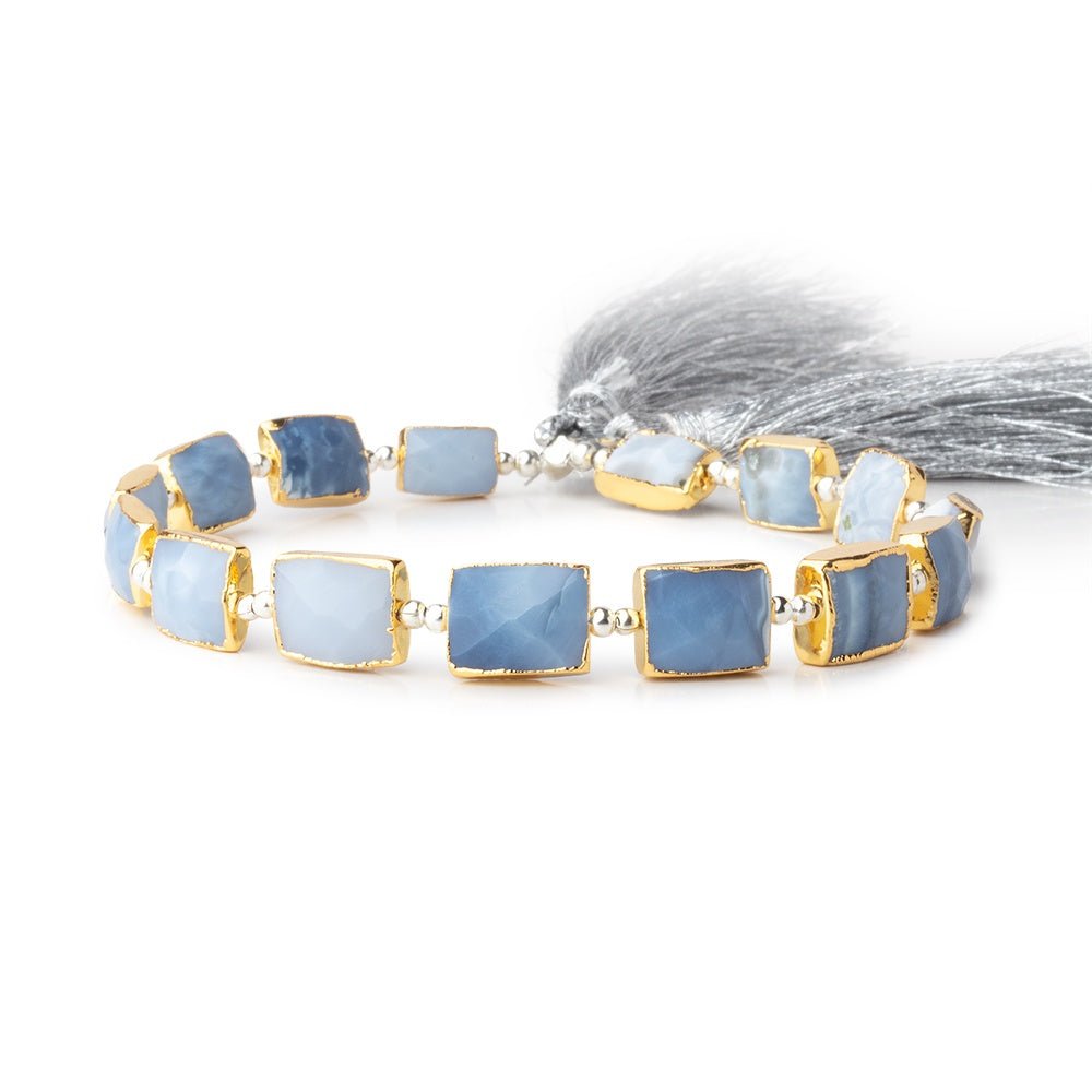 7 - 10mm Gold Leaf Owyhee Blue Opal Faceted Rectangle 8 inch 15 Beads - Beadsofcambay.com