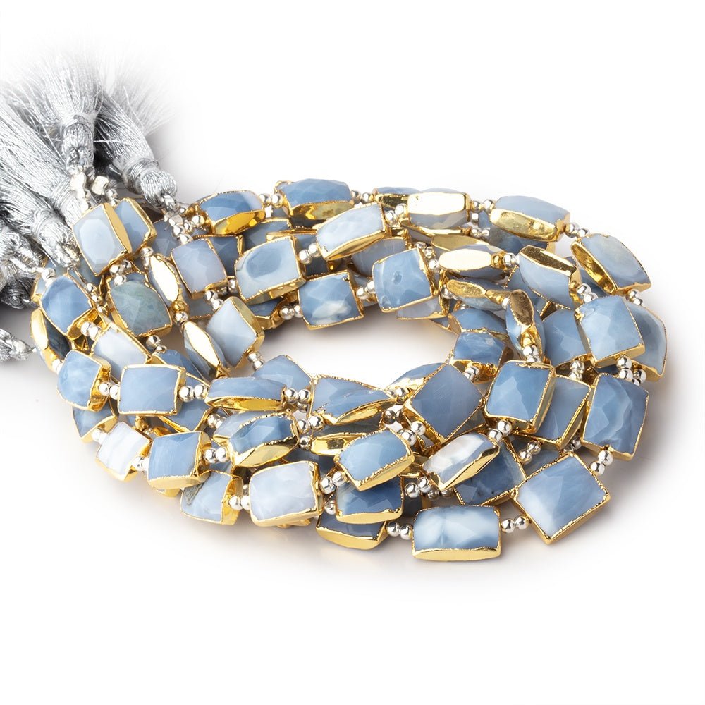 7 - 10mm Gold Leaf Owyhee Blue Opal Faceted Rectangle 8 inch 15 Beads - Beadsofcambay.com