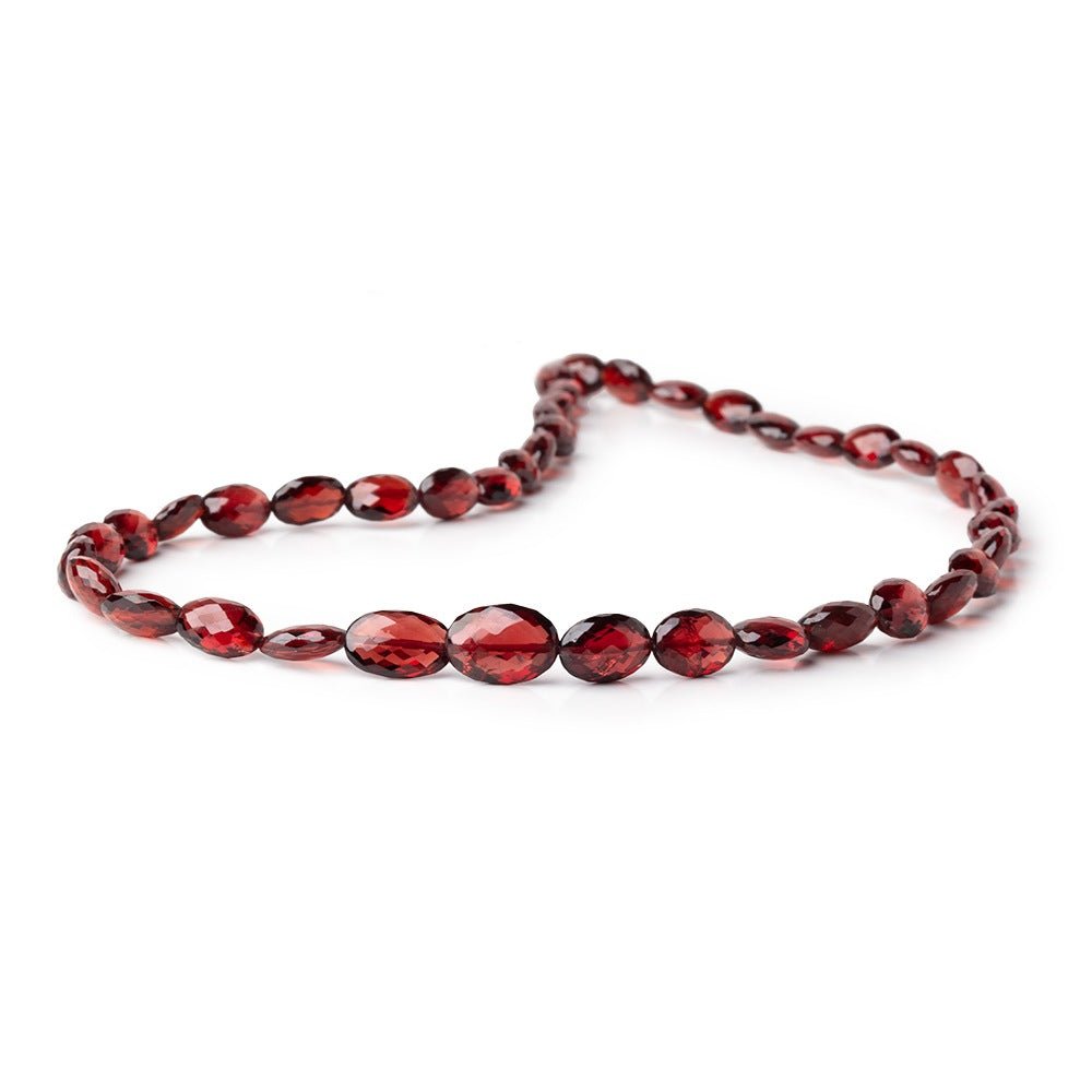 7 - 11mm Mozambique Garnet Faceted Ovals 14 inch 40 Beads AAA - Beadsofcambay.com