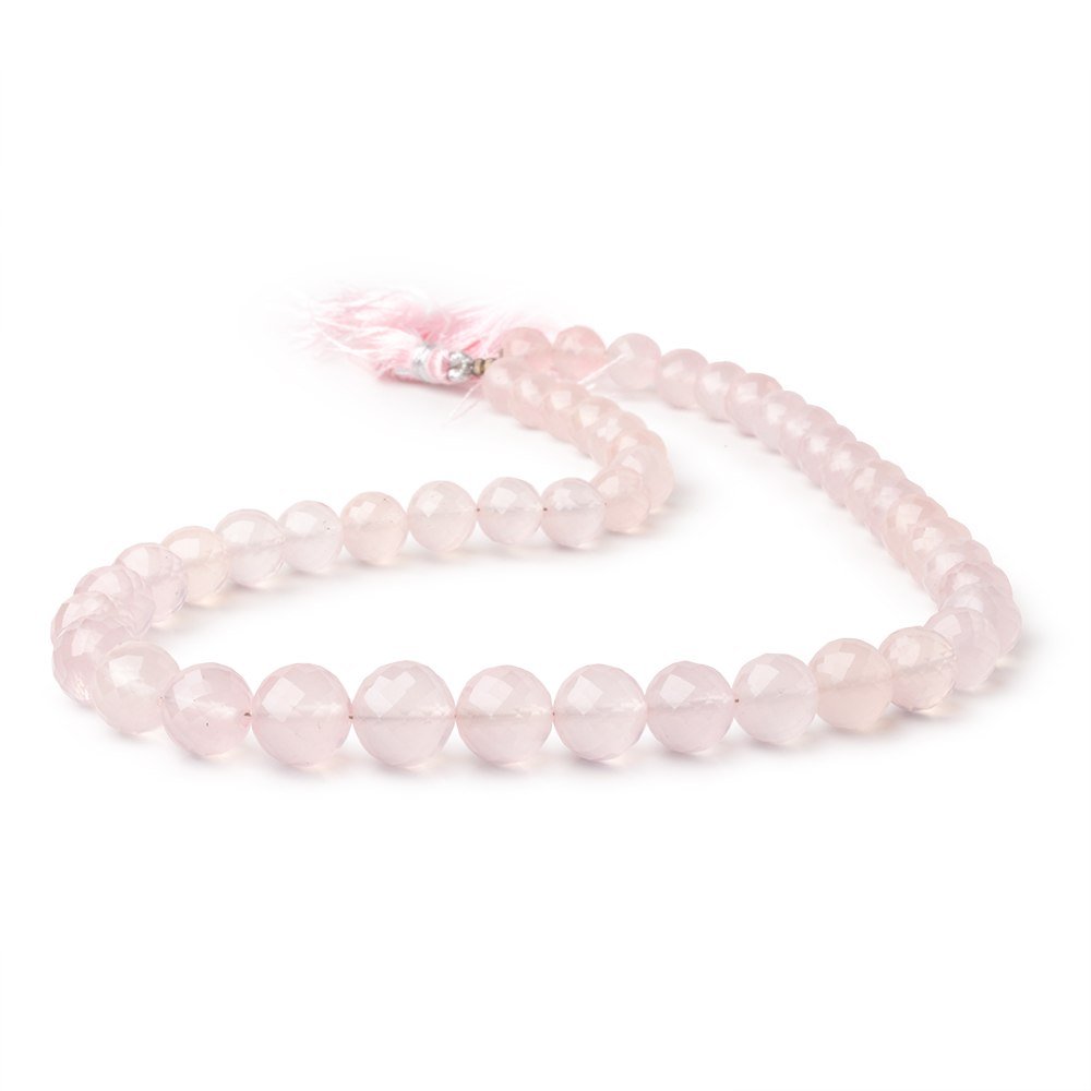 7-12mm Rose Quartz Faceted Round Beads 16 inch 46 pieces AAA - Beadsofcambay.com