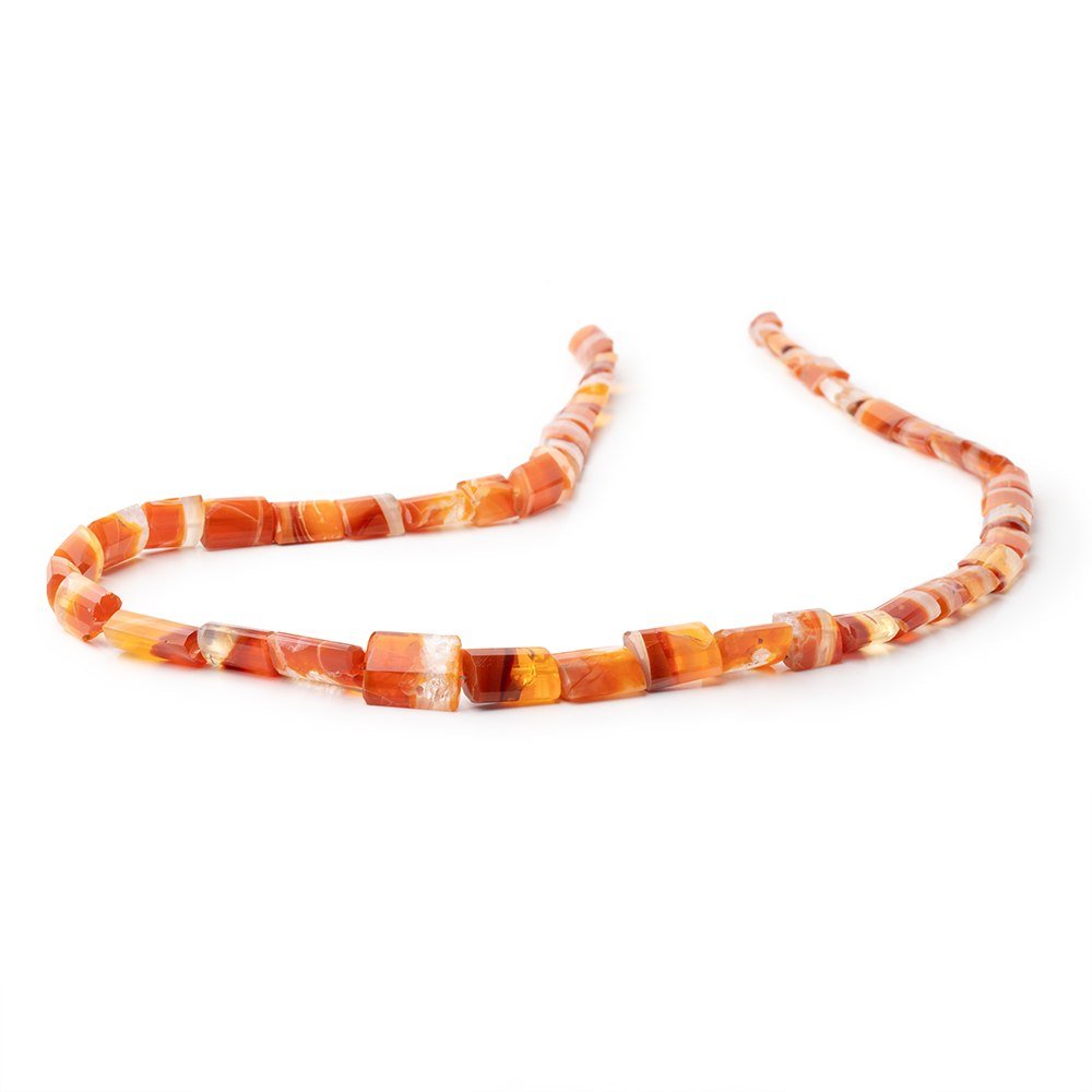 7 - 14mm Mexican Fire Opal Step - Faceted Tube 19 inch 45 Beads AAA - Beadsofcambay.com