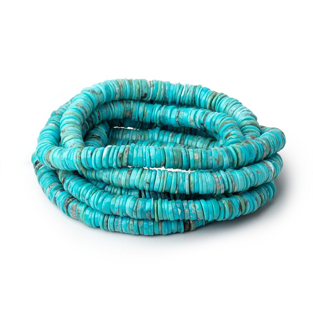 7-7.5mm Sleeping Beauty Turquoise Plain Heishi Beads 16 inch 285 pieces - Beadsofcambay.com
