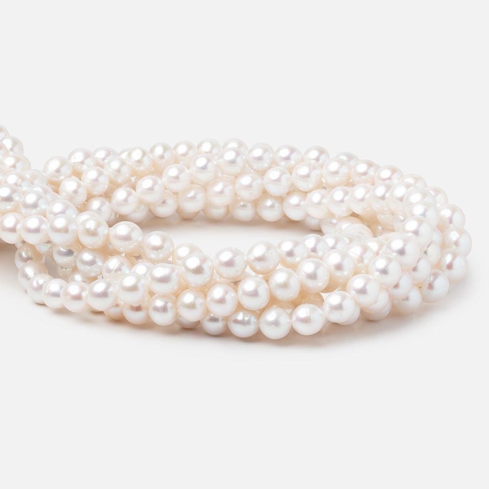 7-8.5mm Off White Chinese Akoya Saltwater Pearls 15.5 inch 50 pieces A - Beadsofcambay.com