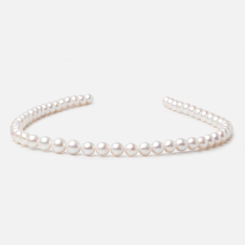 7-8.5mm Off White Chinese Akoya Saltwater Pearls 15.5 inch 50 pieces A - Beadsofcambay.com