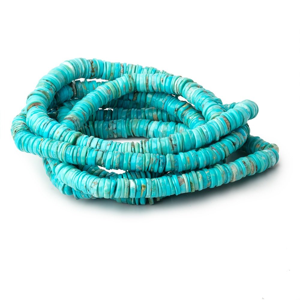 7 - 8mm Sleeping Beauty Turquoise Plain Heishi Beads 14 inch 215 pieces - Beadsofcambay.com