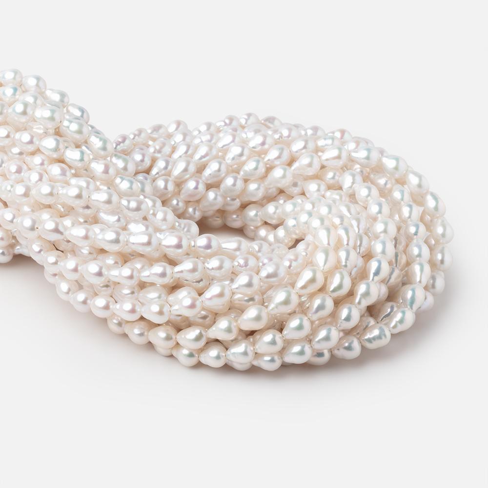 7 - 8mm White Chinese Akoya Saltwater Pearls 15.5 inch 50 Beads - Beadsofcambay.com