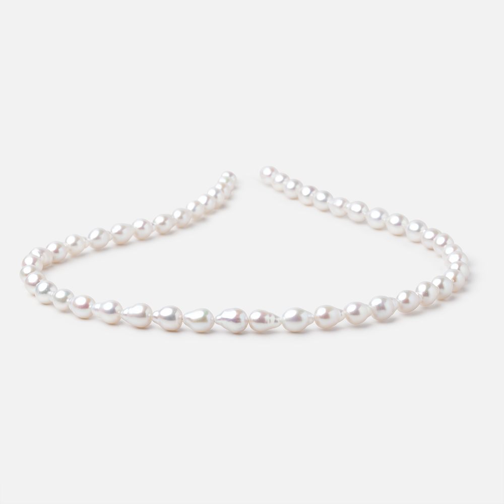 7 - 8mm White Chinese Akoya Saltwater Pearls 15.5 inch 50 Beads - Beadsofcambay.com