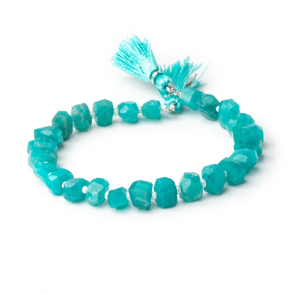 7-9mm Amazonite Side Drill Faceted Nugget 7.5 inch 24 Beads - Beadsofcambay.com