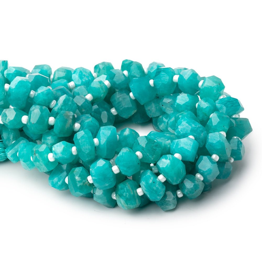 7-9mm Amazonite Side Drill Faceted Nugget 7.5 inch 24 Beads - Beadsofcambay.com