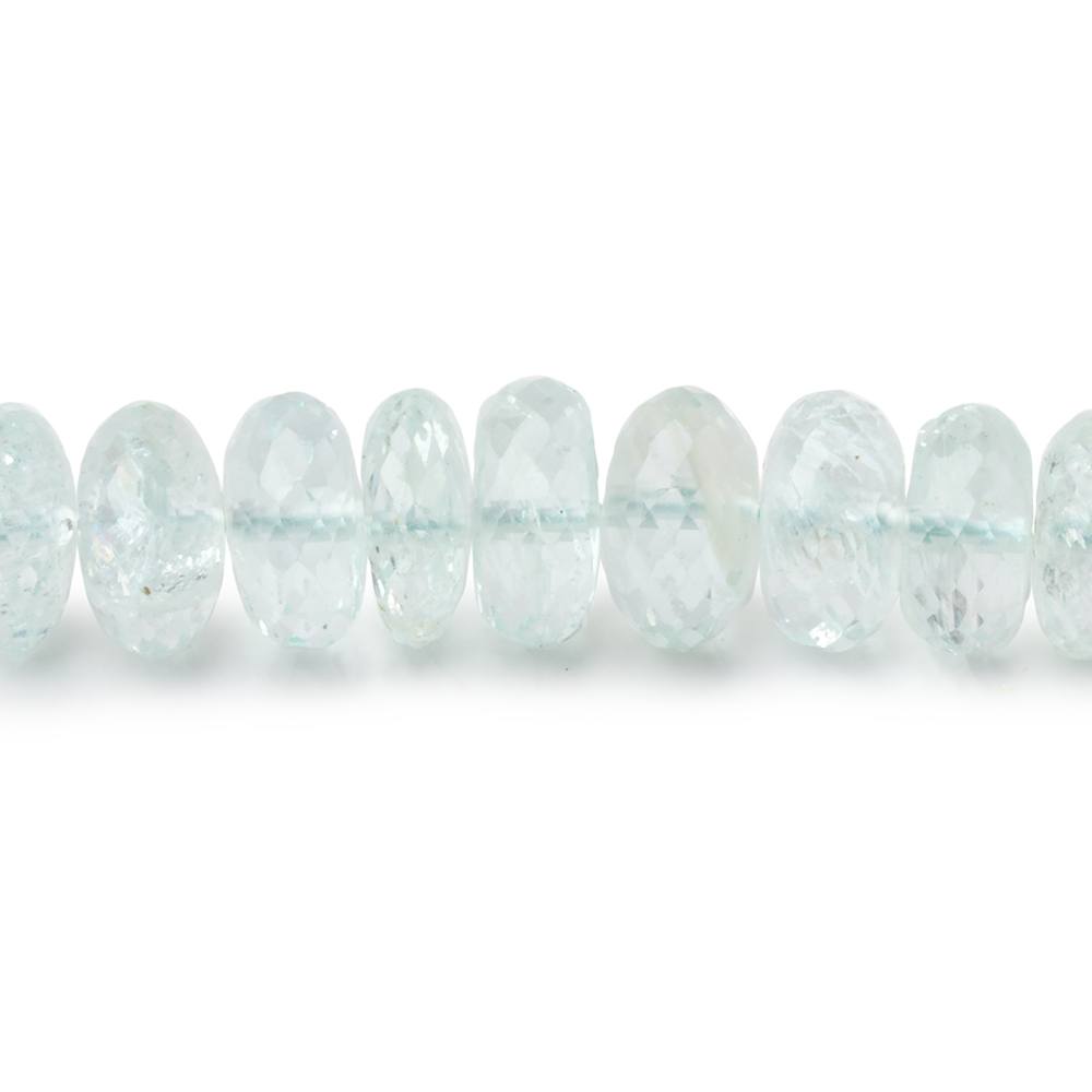 7 - 9mm Aquamarine Faceted Rondelle Beads 17 inches 105 pieces - Beadsofcambay.com