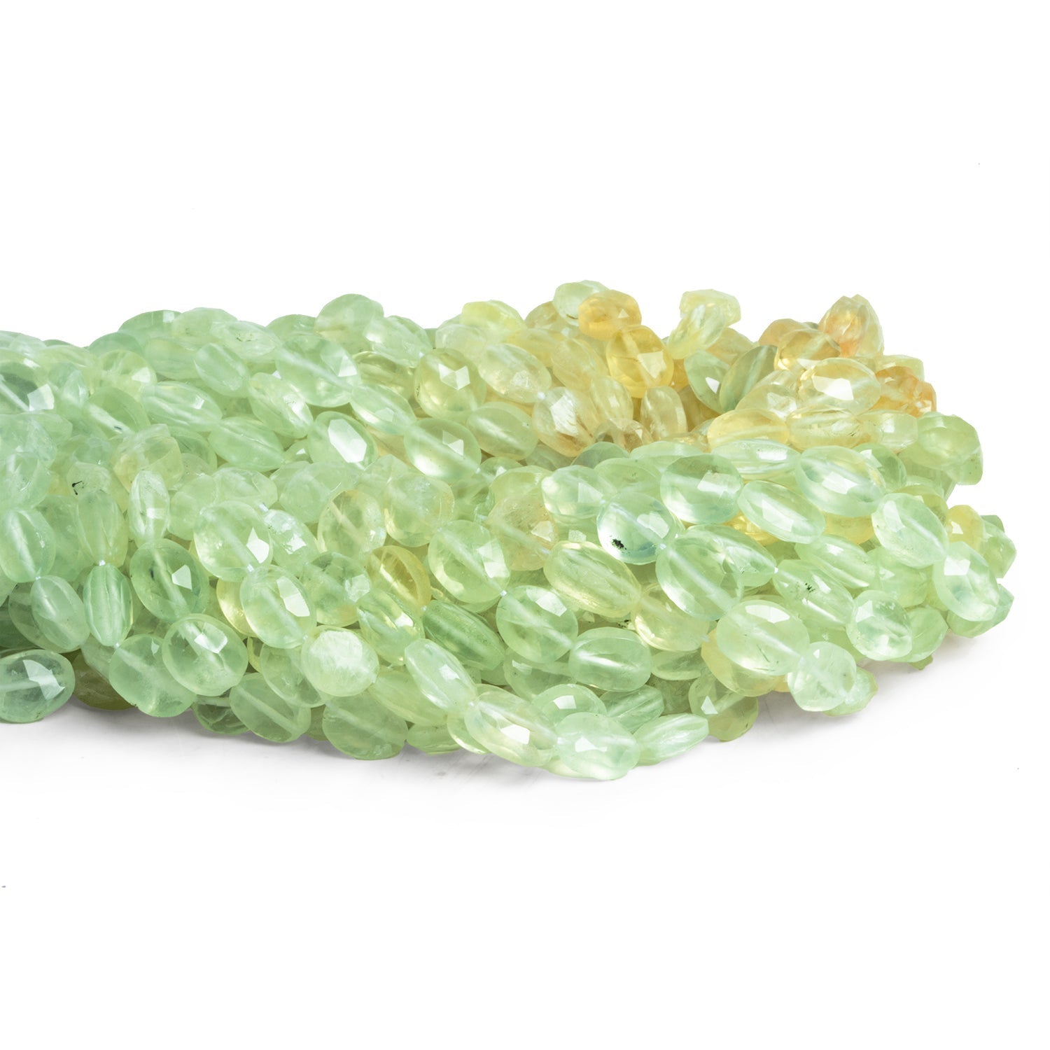 7 - 9mm Shaded Prehnite Faceted Oval Beads 14.5 inch 42 pieces - Beadsofcambay.com