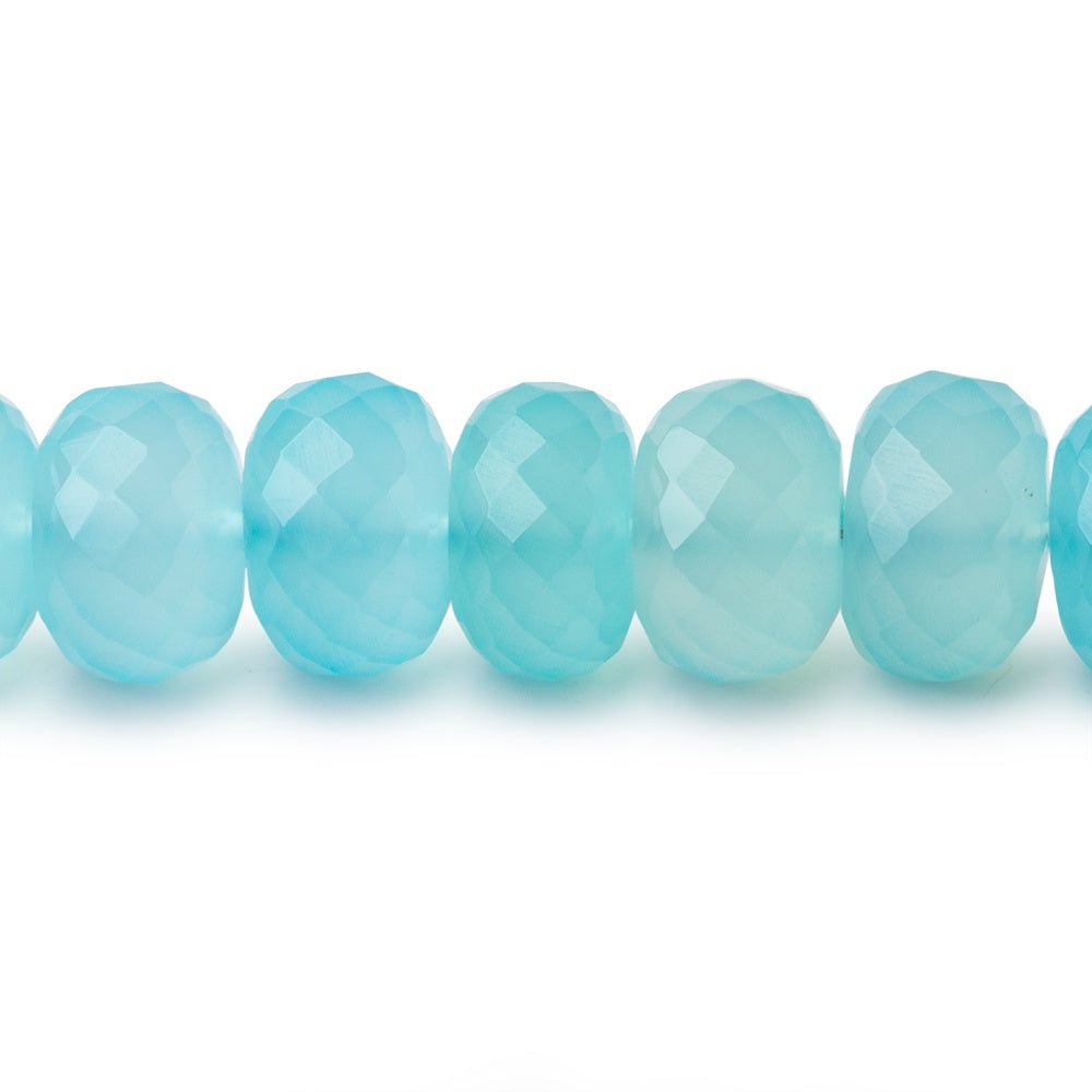 7.5-10mm Blue Chalcedony Faceted Rondelle 16 inch 60 Beads - Beadsofcambay.com