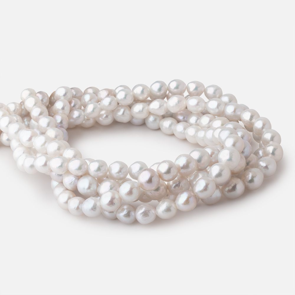 7.5 - 9.5mm Off White Chinese Akoya Saltwater Pearls 15.5 inch 40 Beads A - Beadsofcambay.com