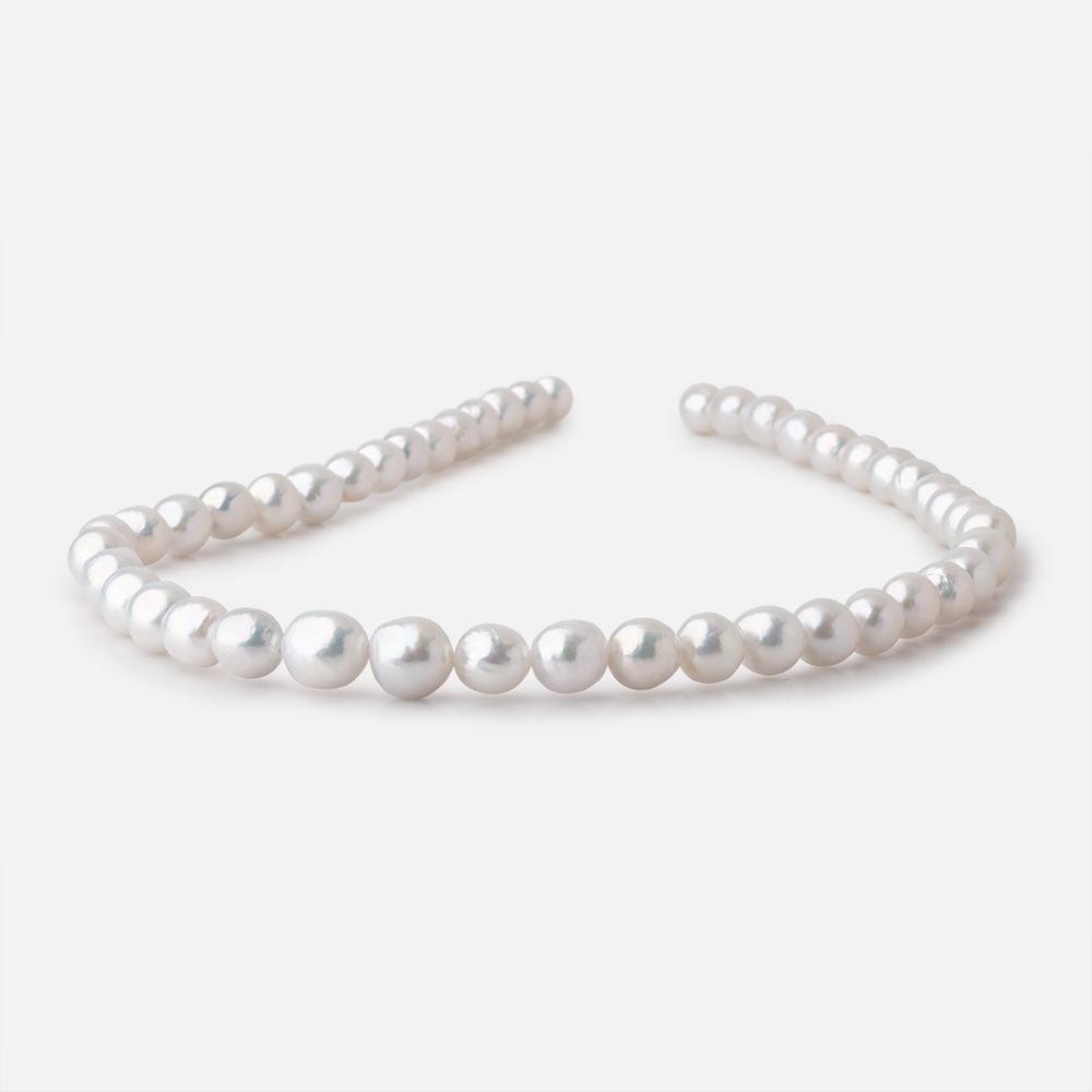 7.5 - 9.5mm Off White Chinese Akoya Saltwater Pearls 15.5 inch 40 Beads A - Beadsofcambay.com