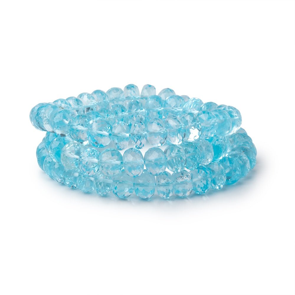 7.5mm Sky Blue Topaz Faceted Rondelles 17 inch 90 beads AA - Beadsofcambay.com