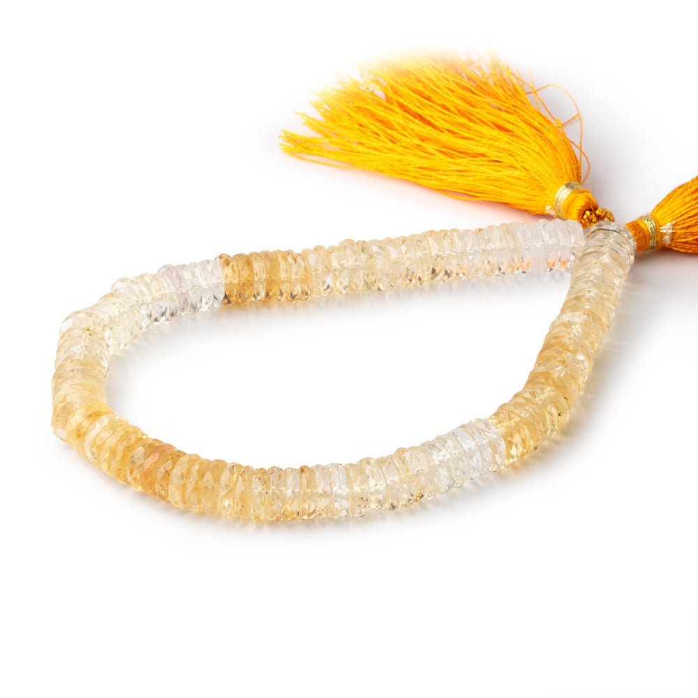 7mm Citrine Faceted Heishi Beads 8 inch 100 pieces - Beadsofcambay.com