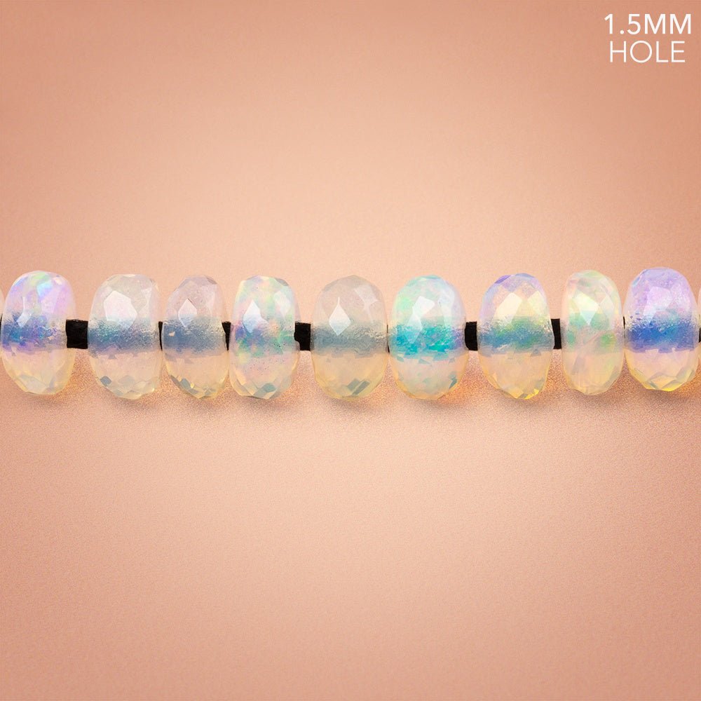 7mm Ethiopian Opal 1.5mm Large Hole Faceted Rondelle 8 inch 50 Beads AA - Beadsofcambay.com