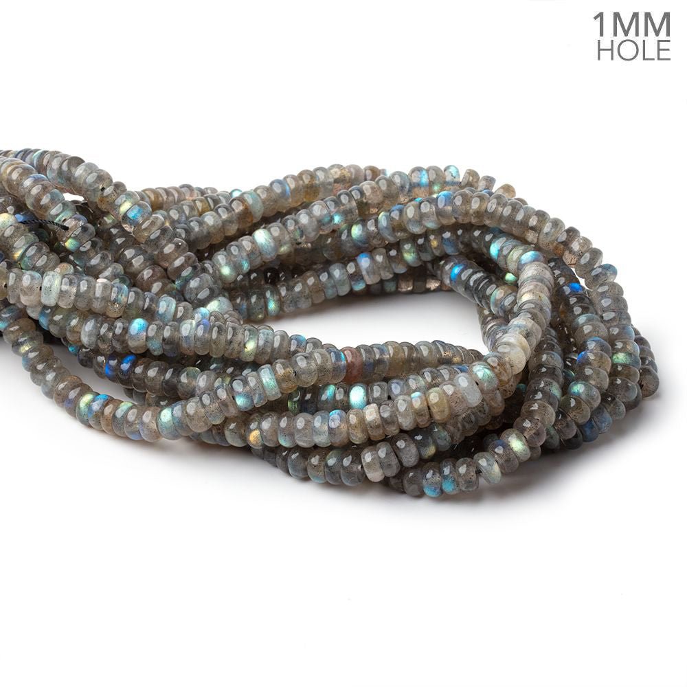 7mm Labradorite Plain Rondelle Beads 16 inch 105 pieces 1mm Hole - Beadsofcambay.com