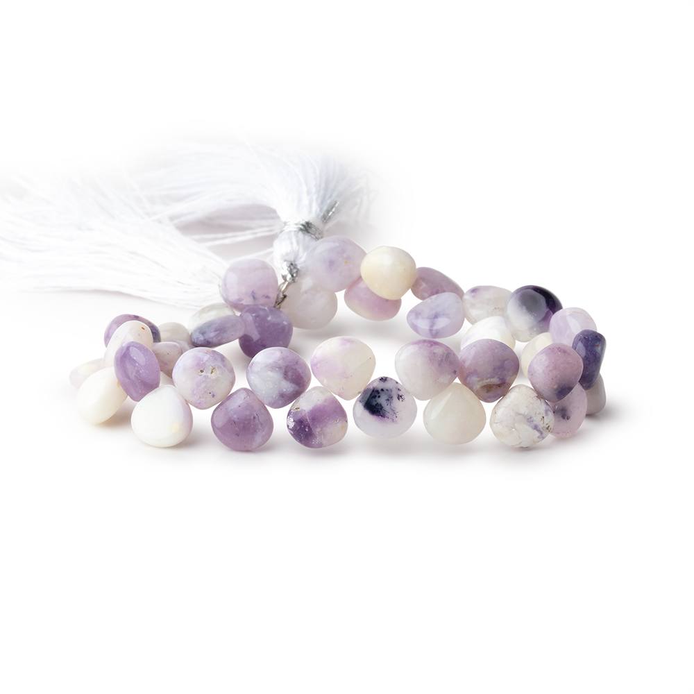 7mm Morado Purple Opal Plain Heart Beads 6 inch 34 pieces AA - Beadsofcambay.com
