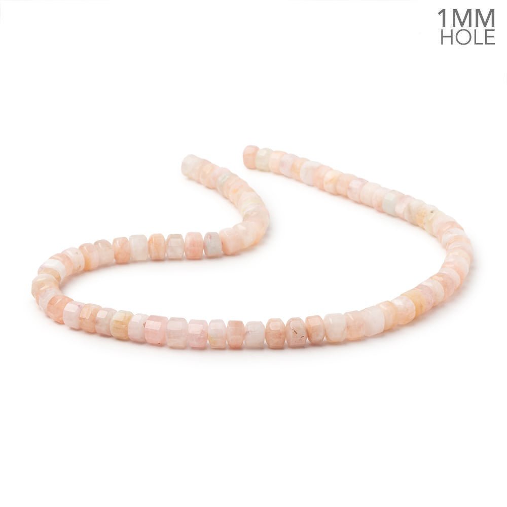 7mm Morganite Hexagon Tube 16 inch 75 Beads 1mm Drill Hole - Beadsofcambay.com