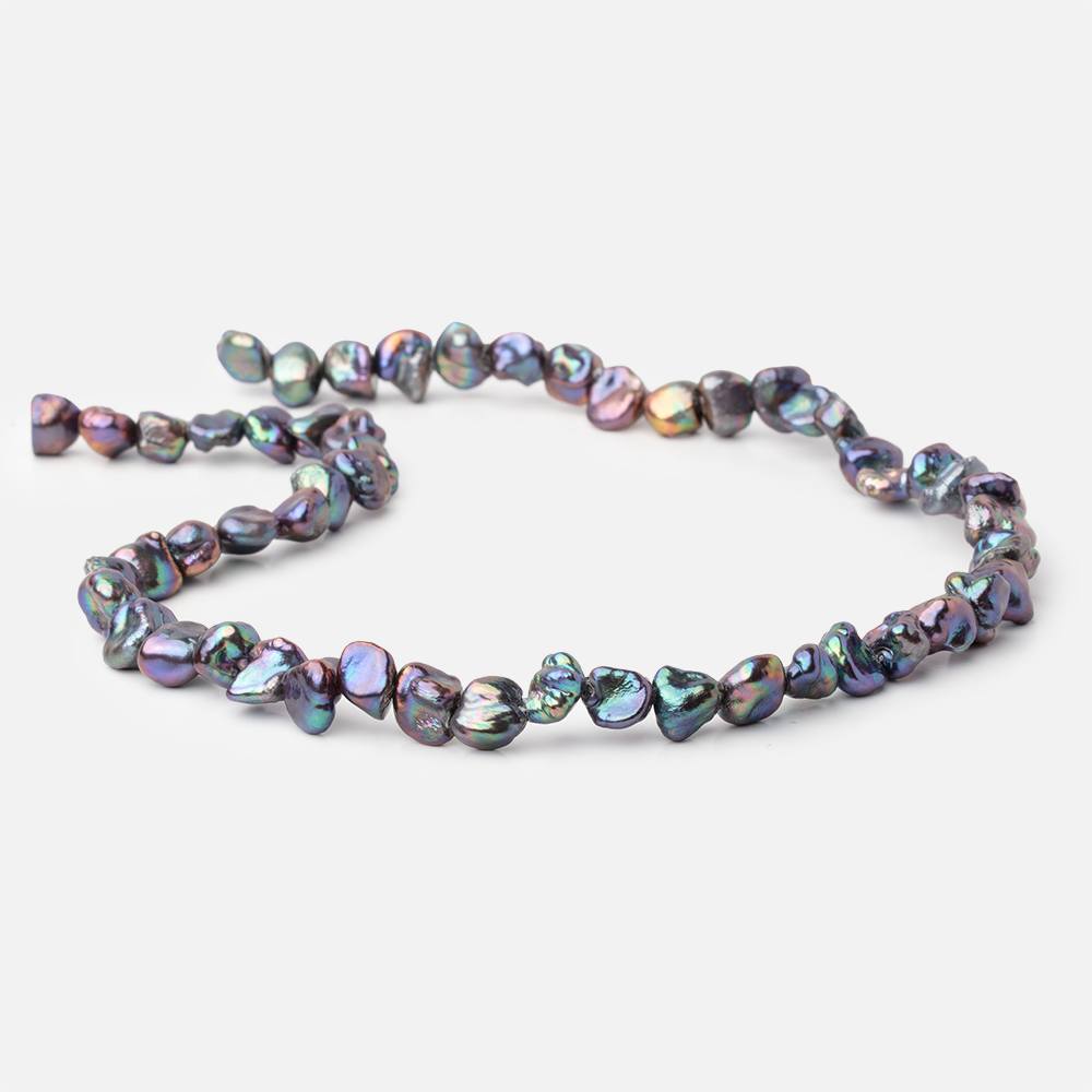 7x10-8x11mm Peacock Side Drill Keshi Freshwater Pearls 16 inch 51 pieces - Beadsofcambay.com