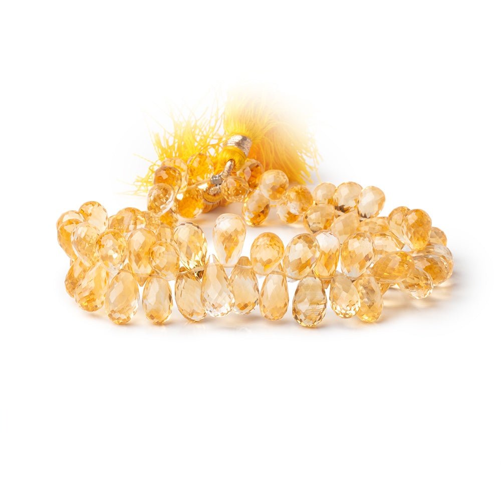 7x5 - 10x6mm Citrine Faceted Tear Drop 8 inch 55 Beads - Beadsofcambay.com