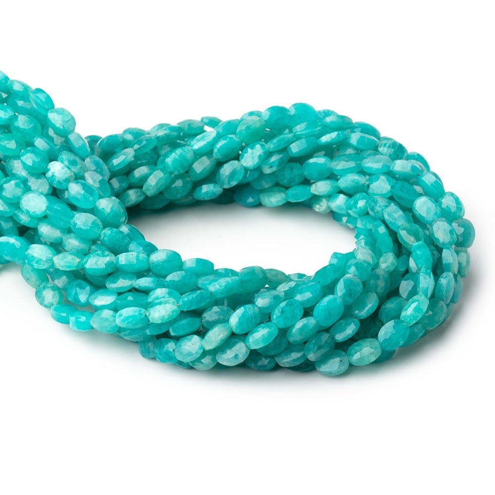 7x5mm Amazonite Faceted Oval Beads 13.5 inch 45 pieces - Beadsofcambay.com