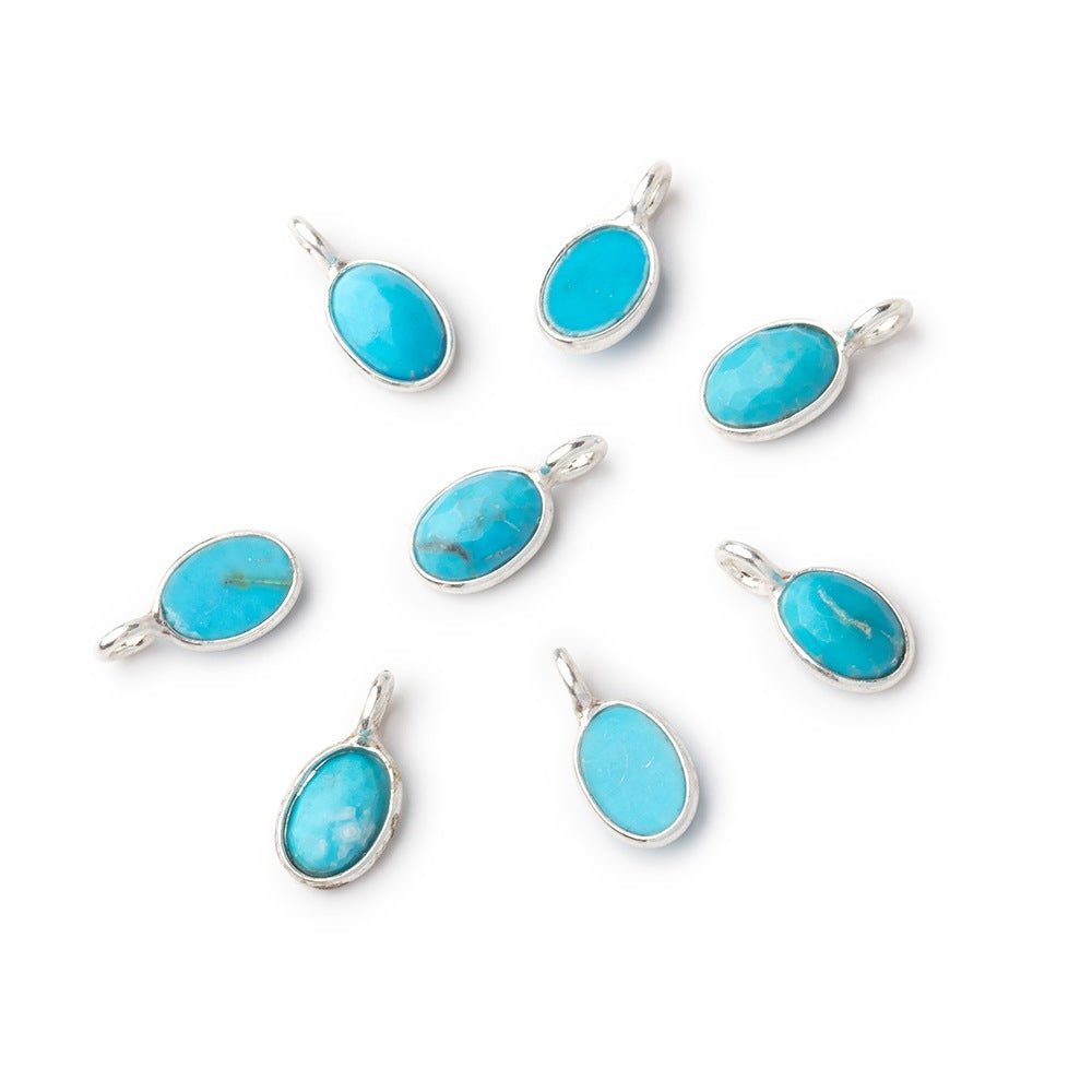 7x5mm Sterling Silver Bezel Howlite Rose Cut Oval Pendant 1 piece - Beadsofcambay.com