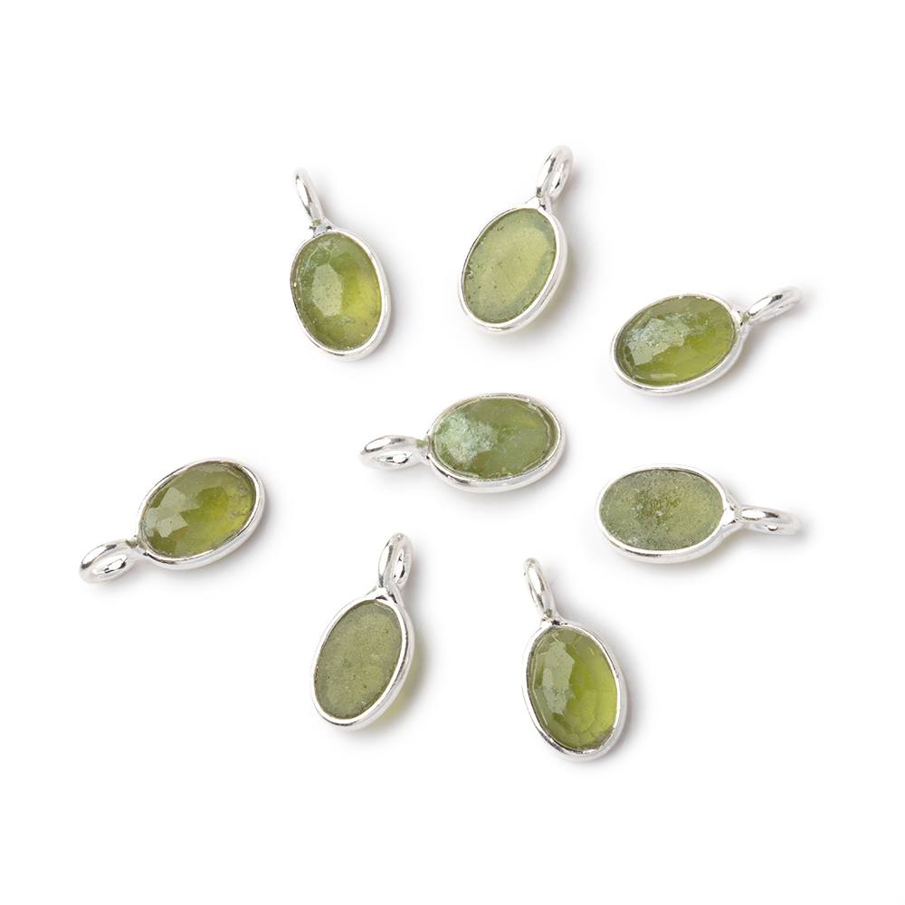 7x5mm Sterling Silver Bezel Idocrase Rose Cut Oval Pendant 1 piece - Beadsofcambay.com