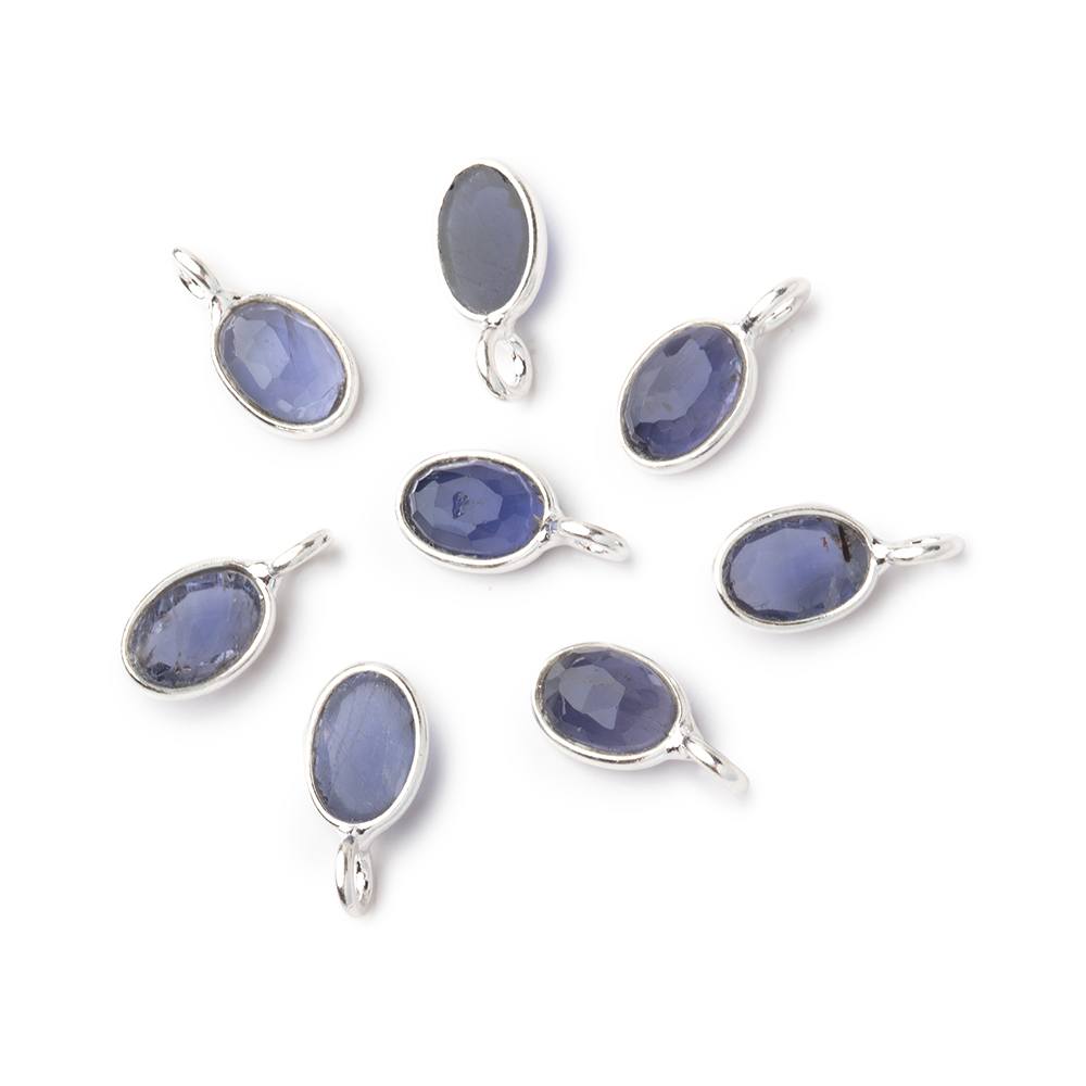 7x5mm Sterling Silver Bezel Iolite Rose Cut Oval Pendant 1 piece - Beadsofcambay.com
