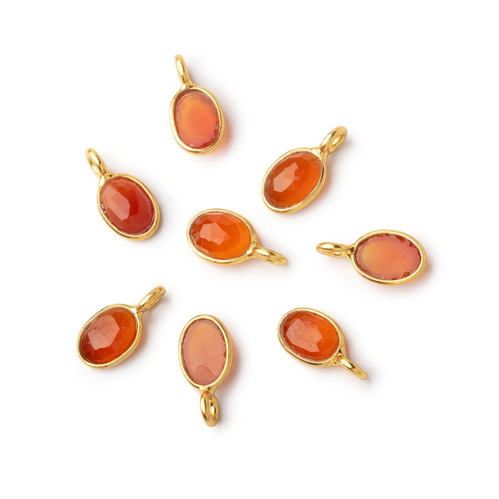 7x5mm Vermeil Bezel Carnelian Rose Cut Oval Pendant 1 piece - Beadsofcambay.com