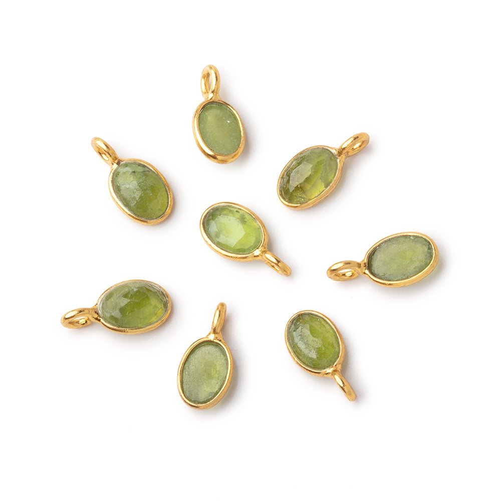 7x5mm Vermeil Bezel Idocrase Rose Cut Oval Pendant 1 piece - Beadsofcambay.com