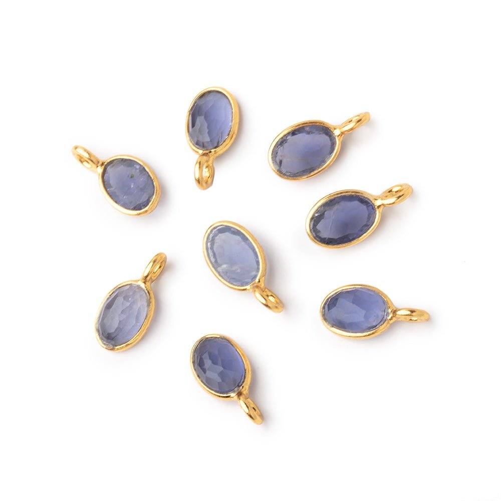 7x5mm Vermeil Bezel Iolite Rose Cut Oval Pendant 1 piece - Beadsofcambay.com