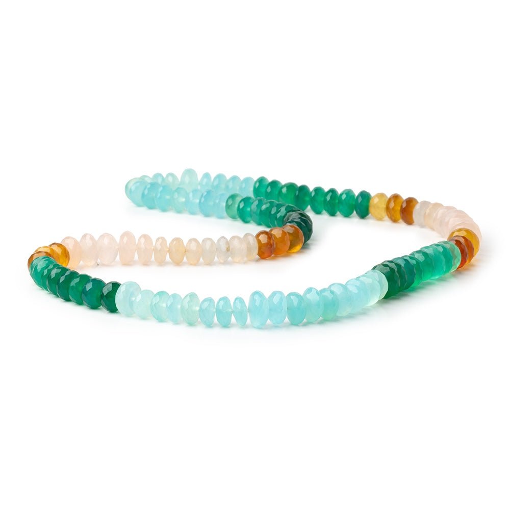 8 - 10mm Multi Color Chalcedony Faceted Rondelle 20 inch 100 Beads - Beadsofcambay.com