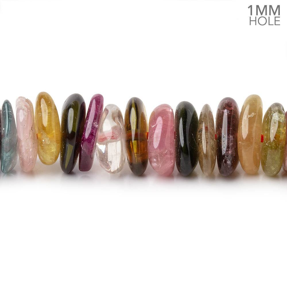 8 - 10mm Multi Color Tourmaline Plain Chip 16 inch 152 Beads 1mm Hole - Beadsofcambay.com