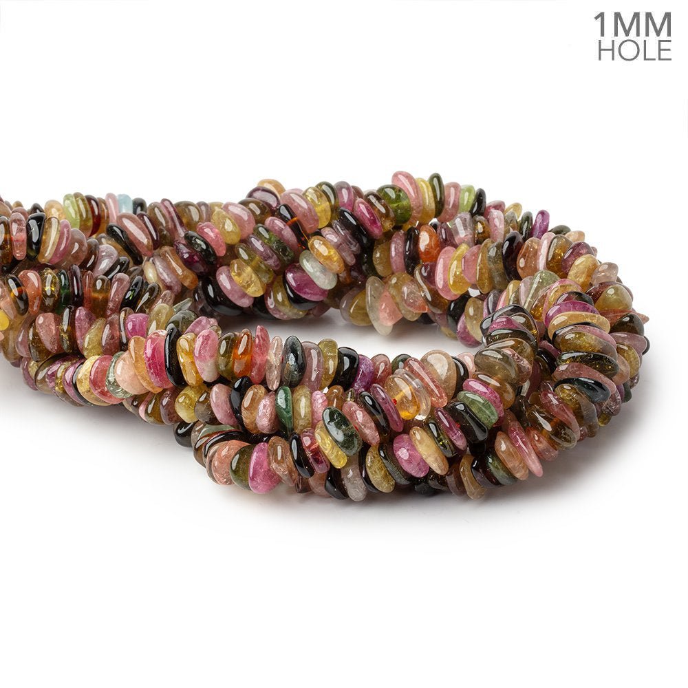 8 - 10mm Multi Color Tourmaline Plain Chip 16 inch 152 Beads 1mm Hole - Beadsofcambay.com