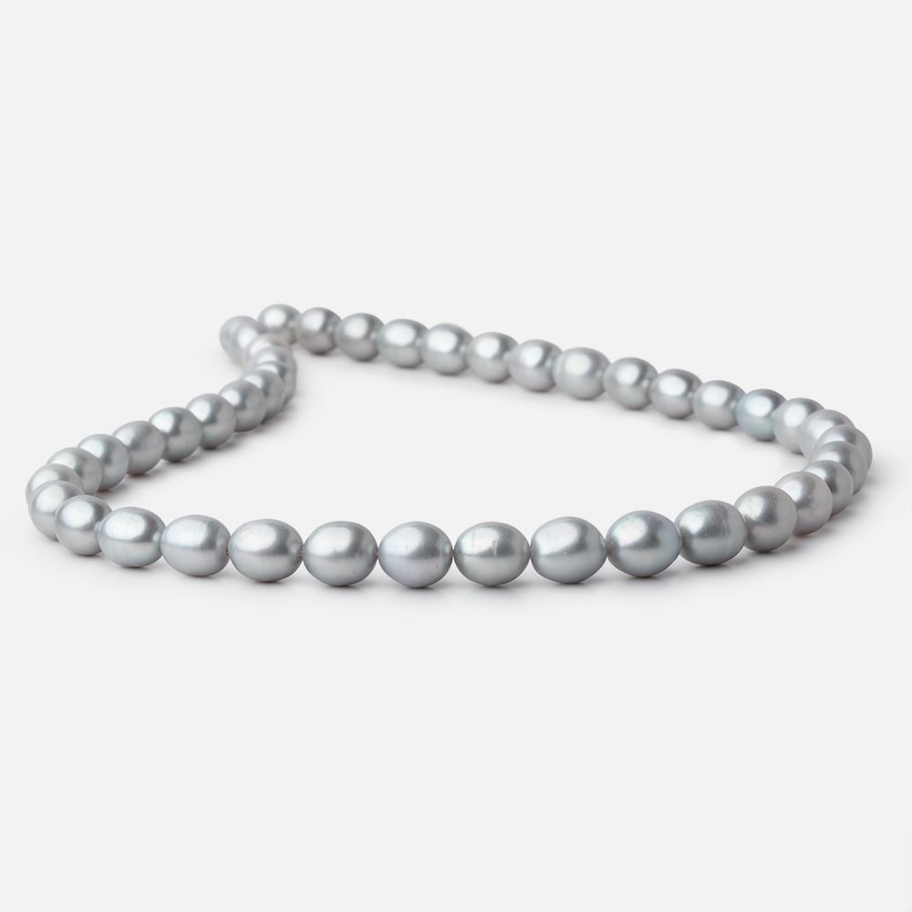 8 - 10mm Silver Peacock Oval Freshwater Pearls 15 inch 42 Beads A - Beadsofcambay.com