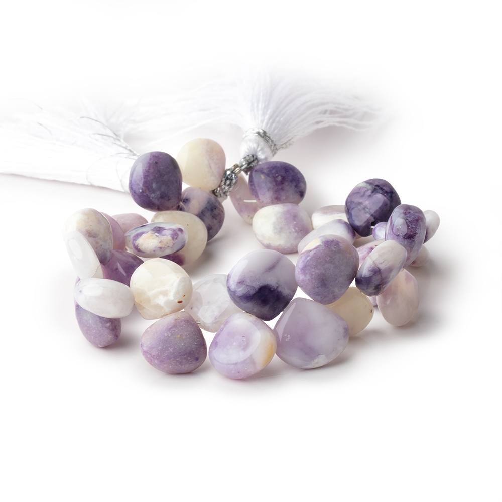 8-11mm Morado Purple Opal Plain Heart Beads 6 inch 32 pieces AA - Beadsofcambay.com