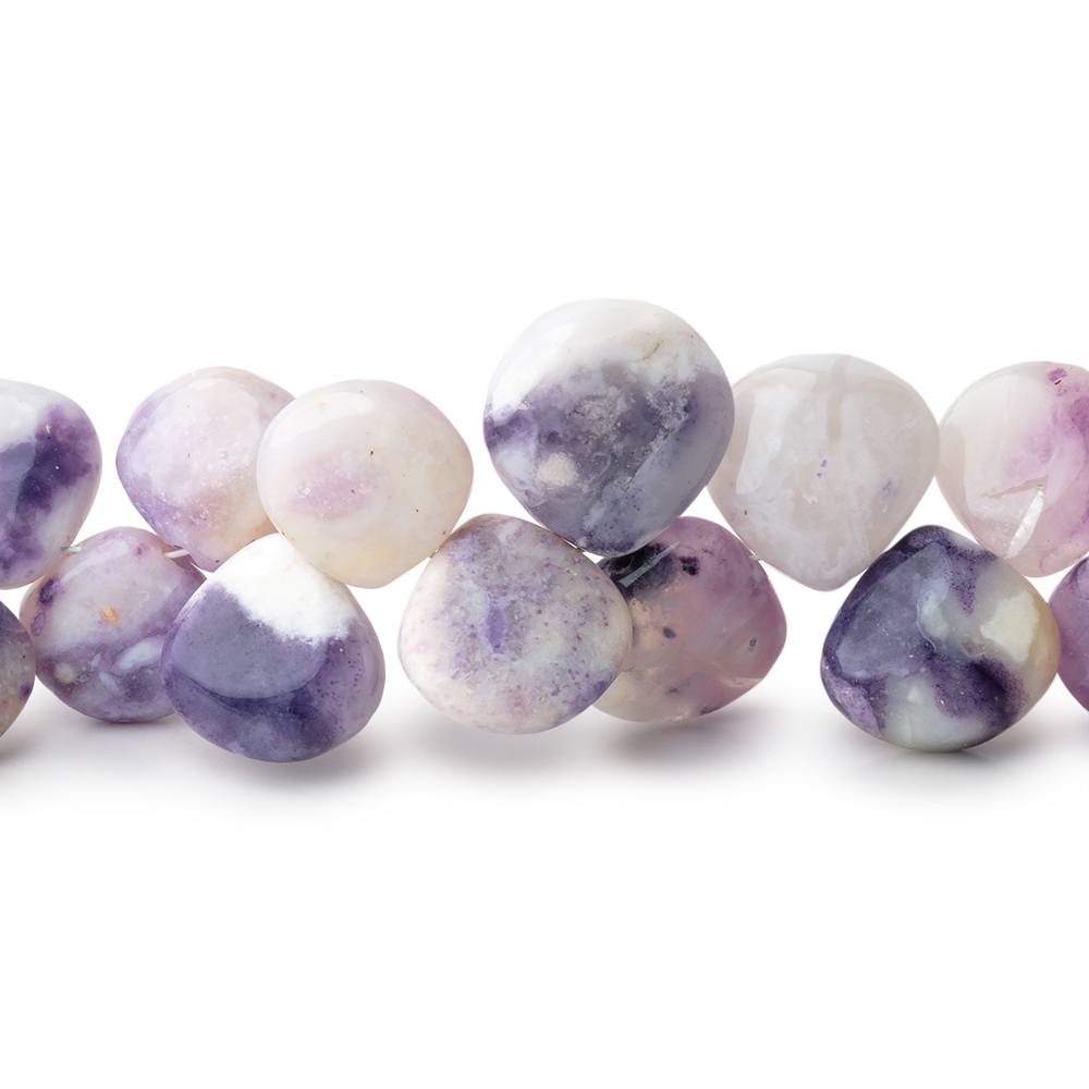 8-11mm Morado Purple Opal Plain Heart Beads 6 inch 32 pieces AA - Beadsofcambay.com