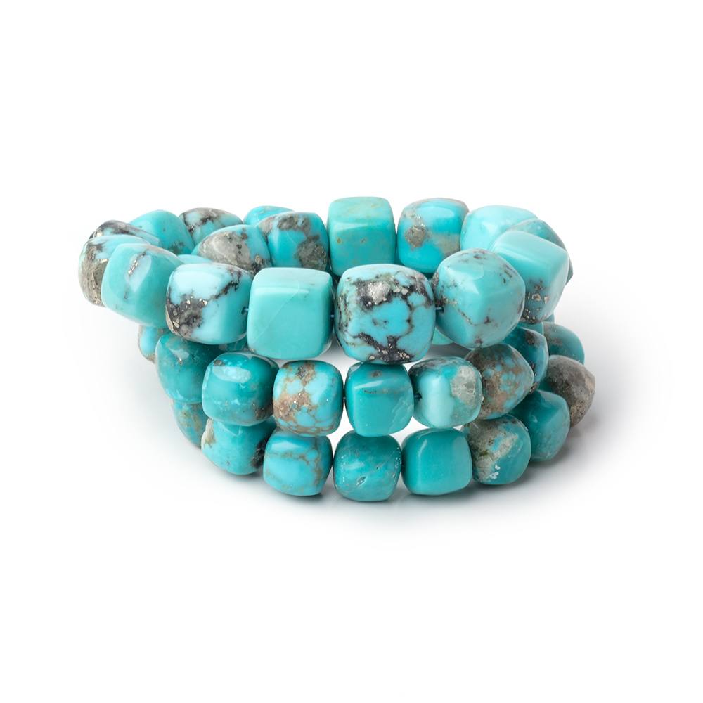 8 - 11mm Sleeping Beauty Turquoise Plain Cubes 16 inch 47 Beads AAA - Beadsofcambay.com