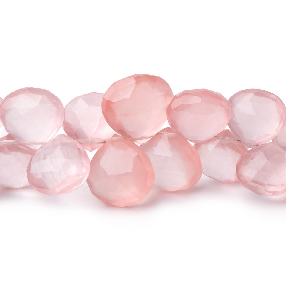 8-14mm Rose Quartz Faceted Heart Beads 7.5 inch 38 pieces - Beadsofcambay.com
