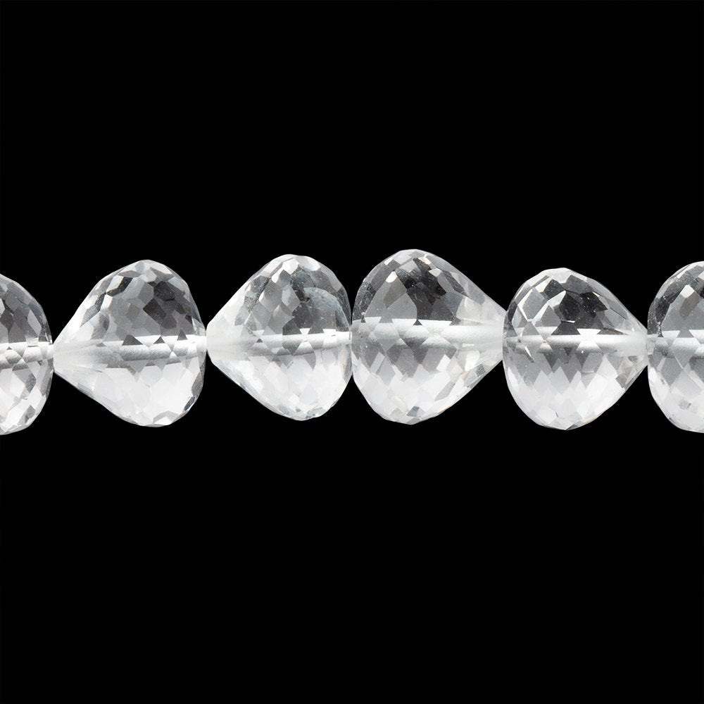8 - 8.5mm Crystal Quartz Straight Drill Candy Kiss 7.5 inch 27 Beads - Beadsofcambay.com