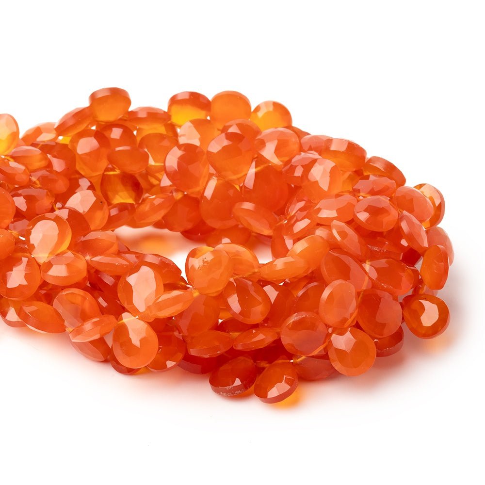 8 - 9mm Carnelian Faceted Pear Beads 7 inch 52 pieces - Beadsofcambay.com