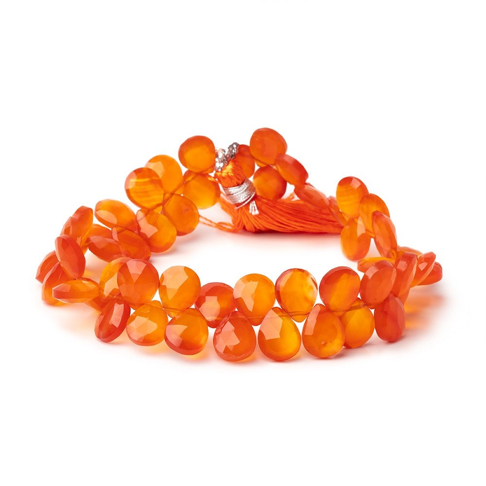 8 - 9mm Carnelian Faceted Pear Beads 7 inch 52 pieces - Beadsofcambay.com