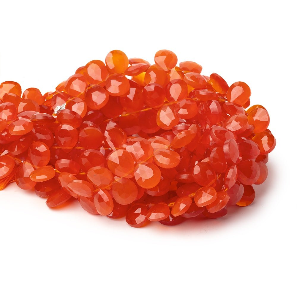 8 - 9mm Dark Carnelian Faceted Pear Beads 7.5 inch 54 pieces - Beadsofcambay.com