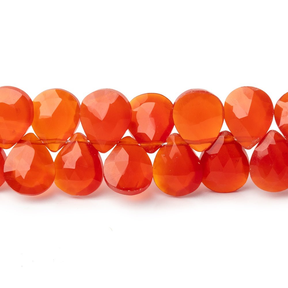 8 - 9mm Dark Carnelian Faceted Pear Beads 7.5 inch 54 pieces - Beadsofcambay.com