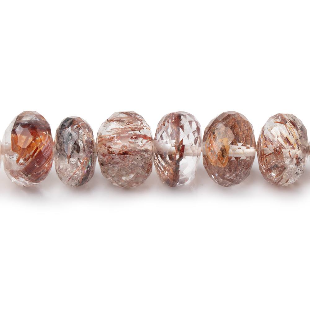 8 - 9mm Rutilated Quartz Faceted Rondelle Beads 16 inch 70 pieces - Beadsofcambay.com